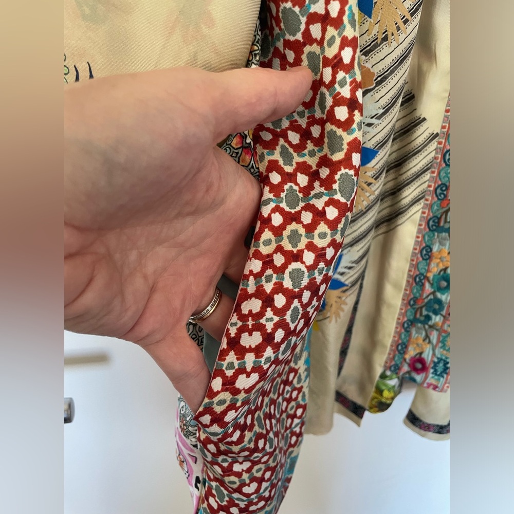 JOHNNY WAS Claret Reversible Silk Kimono with POCKETS! Silk! - Picture 7 of 17